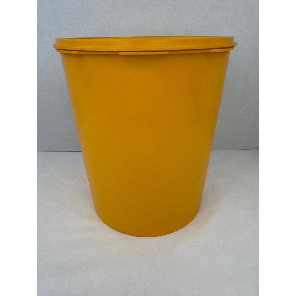 Vintage‎ Tupperware Servalier Canister Yellow Sunburst Lid Floral 1339-3 1205-4